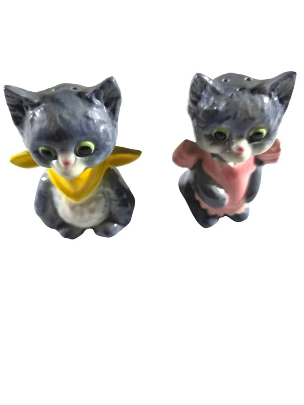 Cat Salt Pepper Shakers Vtg Ceramic With Basket By Goebel anthropomorphic